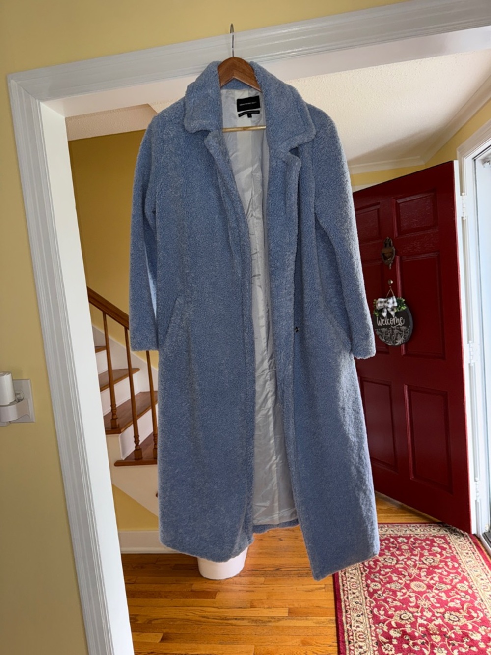 Something Navy Light Blue Teddy Long Coat